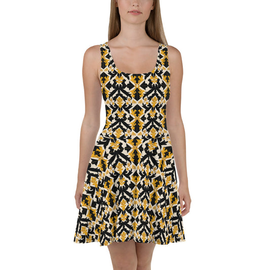 Skater Dress in French Inspired Pied De Poule Pattern