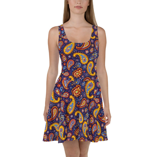 Skater Dress In Spanish Inspired Paisley Pattern