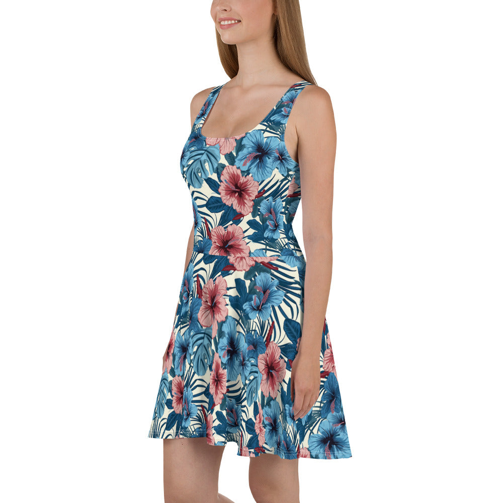 Skater Dress In Tropical Floral Pattern