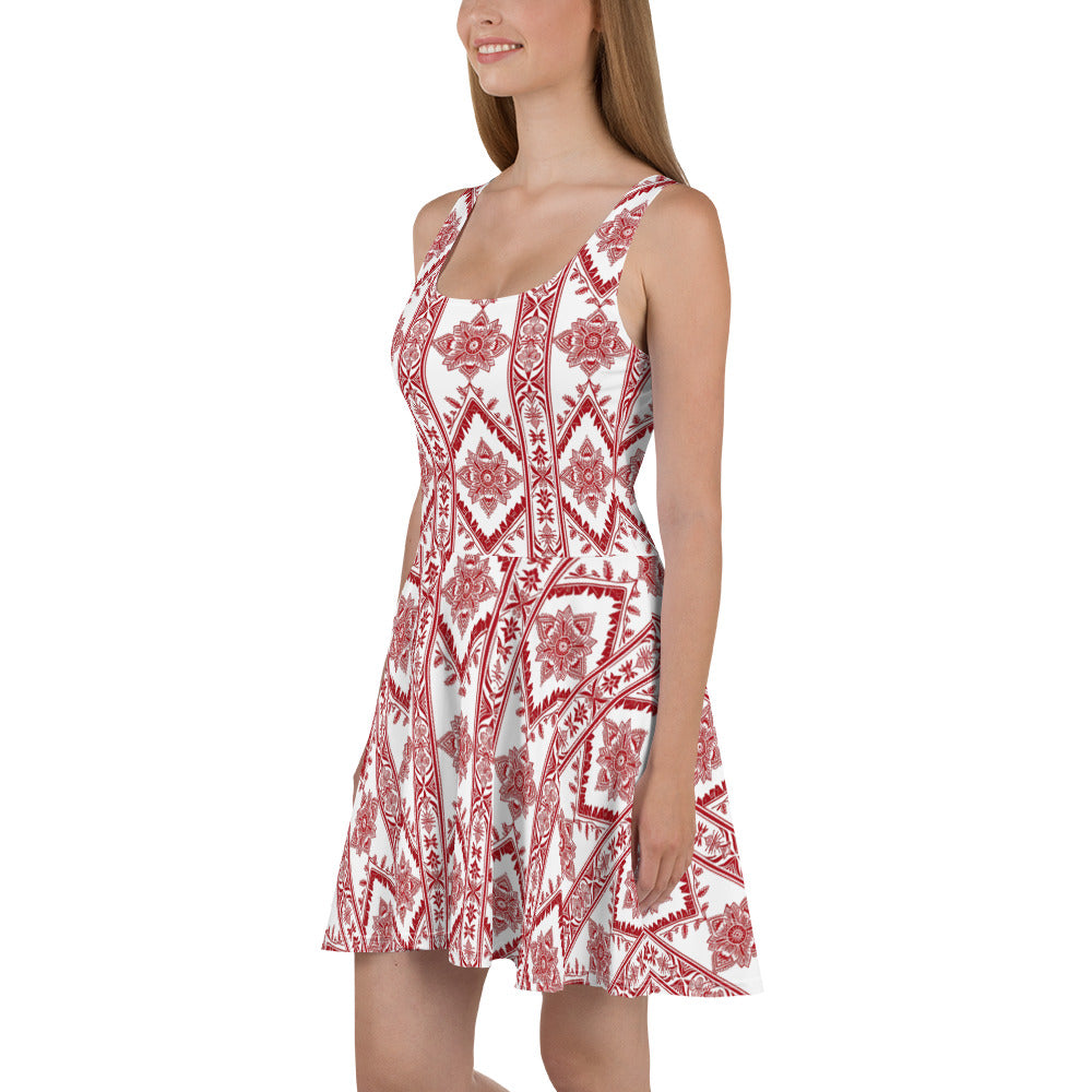 Skater Dress In Iban Art Inspired Pattern