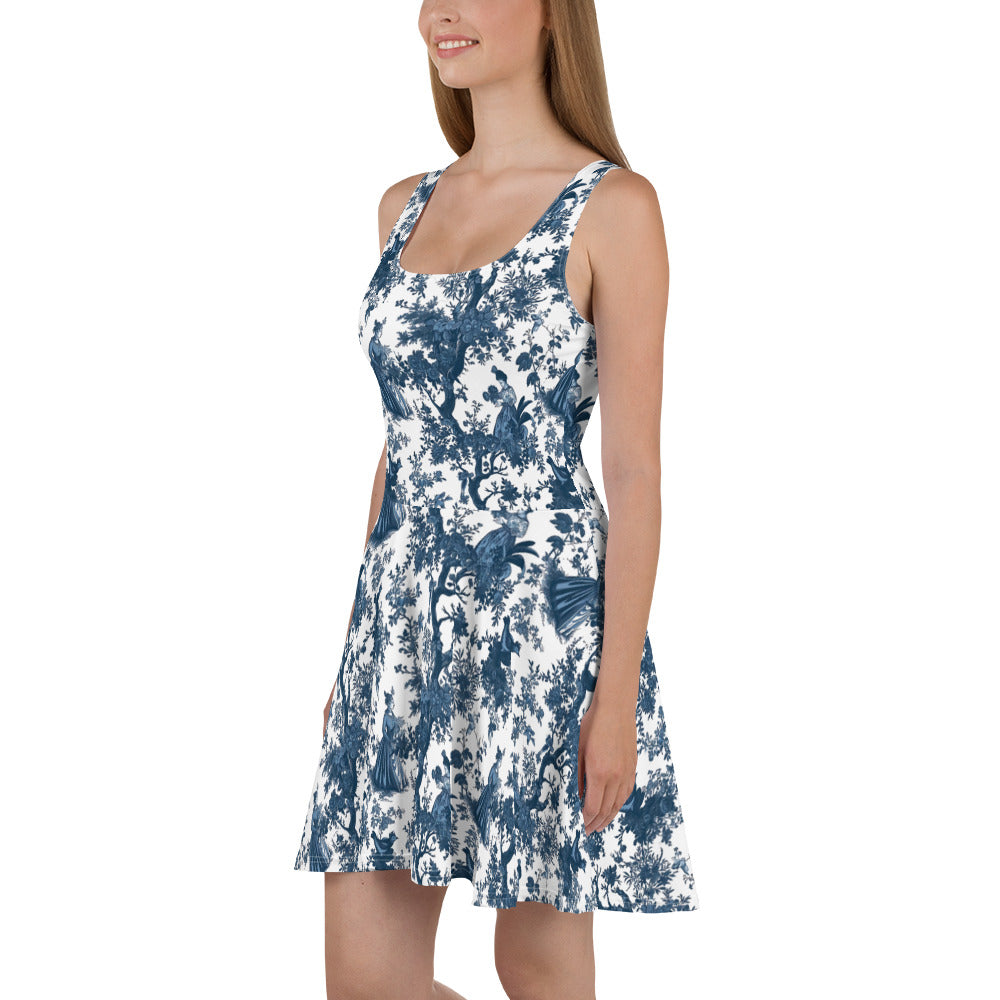 Skater Dress In French Toile de Jouy Pattern