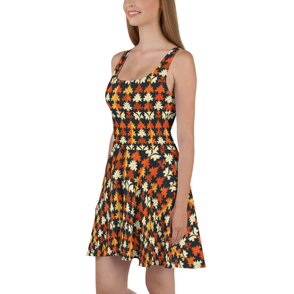 Skater Dress In French Inspired Pied-De-Poule Pattern