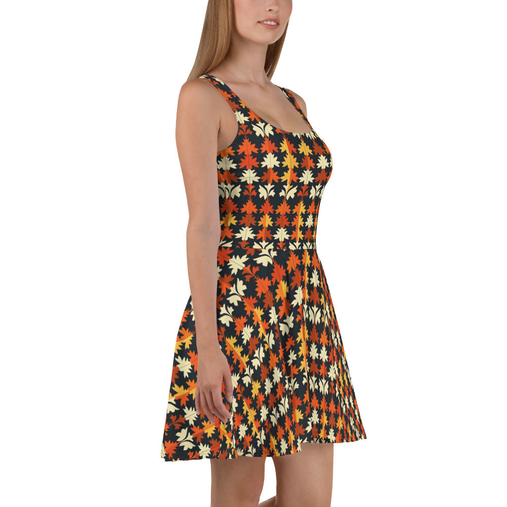 Skater Dress In French Inspired Pied-De-Poule Pattern