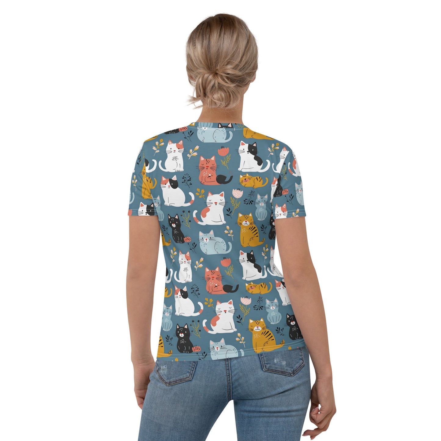 Women's T-shirt In Cute Cat Pattern