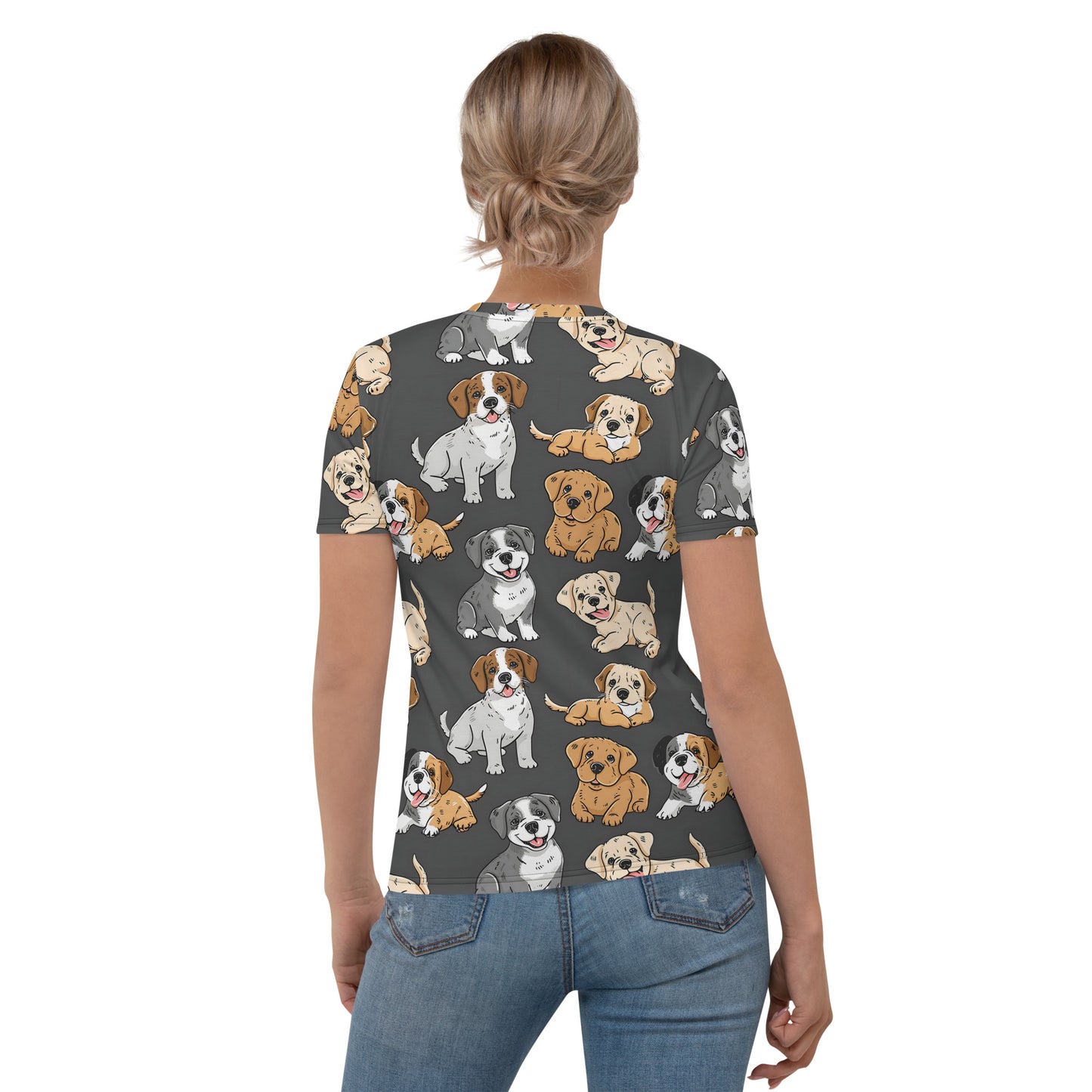 Women's T-shirt In Cute Puppy Pattern