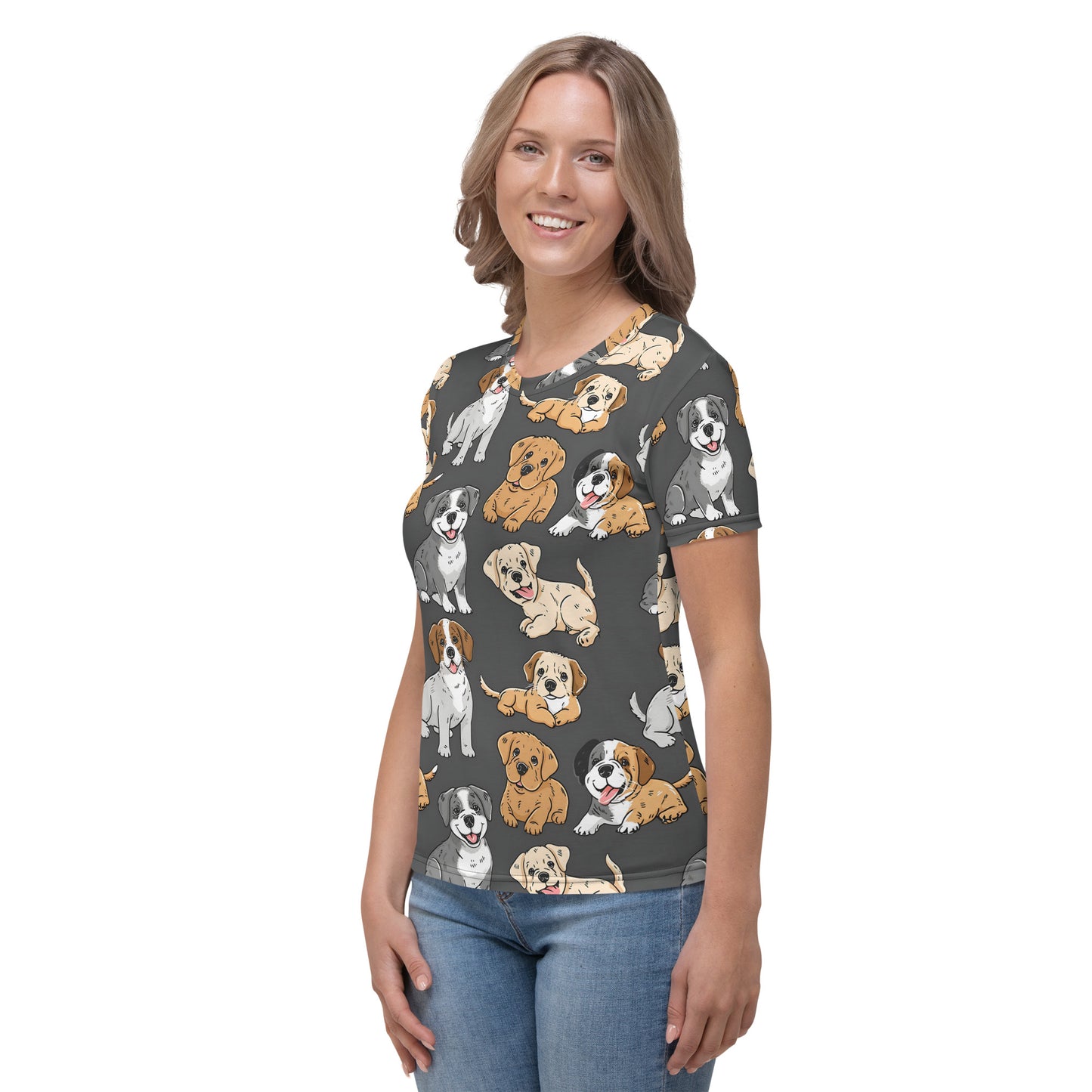 Women's T-shirt In Cute Puppy Pattern