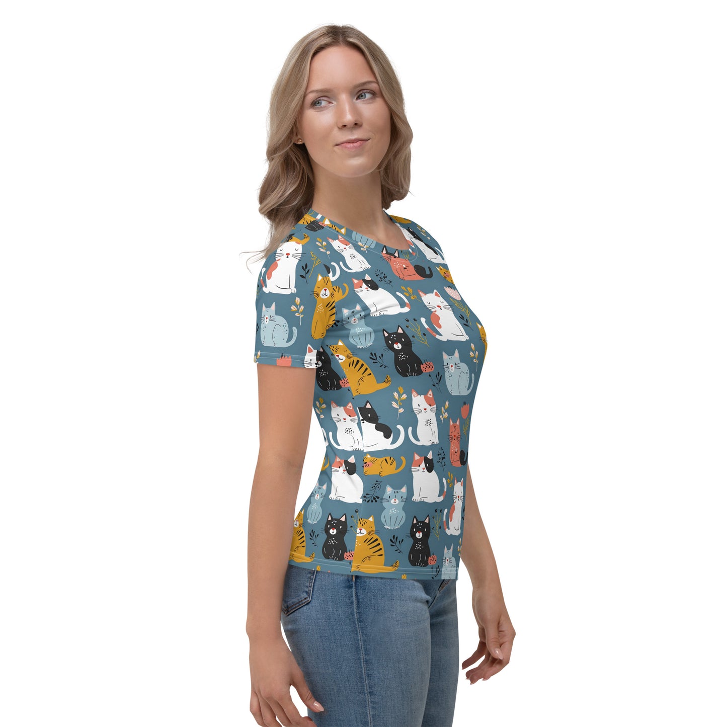 Women's T-shirt In Cute Cat Pattern