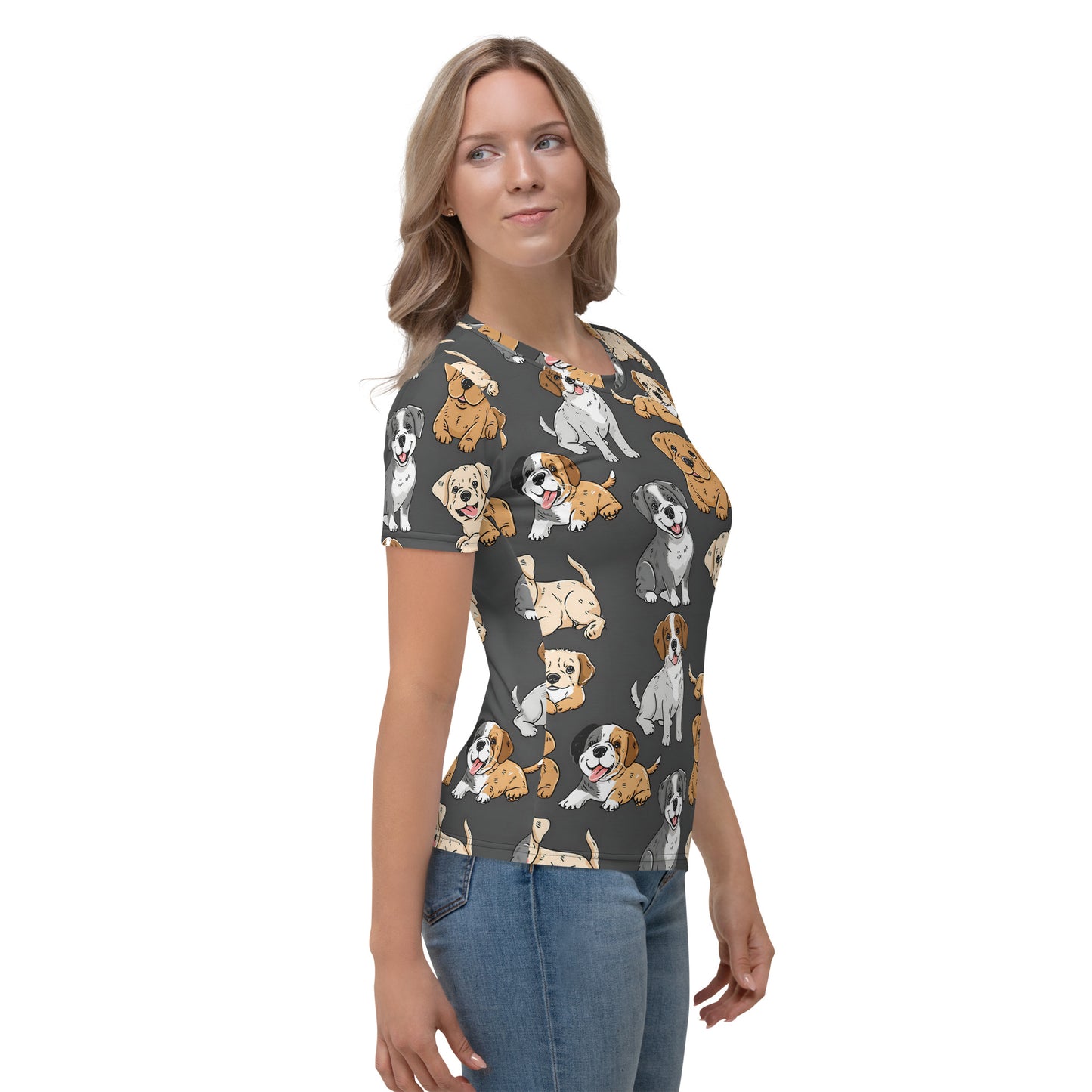 Women's T-shirt In Cute Puppy Pattern