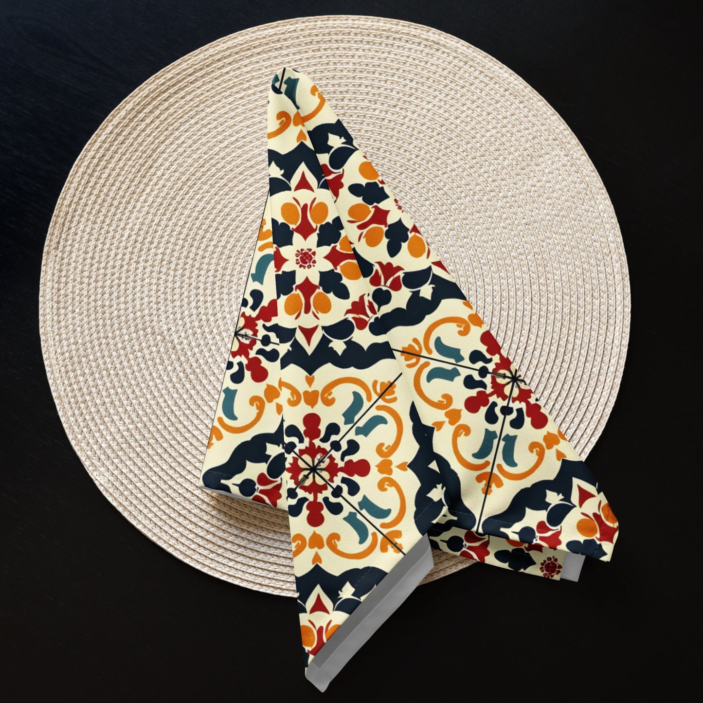 Cloth napkin set In Spanish Inspired Azulejos Pattern