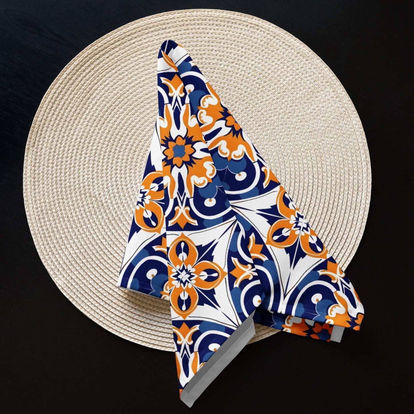 Cloth napkin set In Spanish Inspired Azulejos Pattern