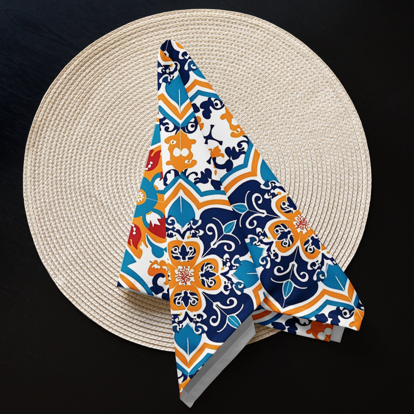 Cloth napkin set In Spanish Inspired Azulejos Pattern