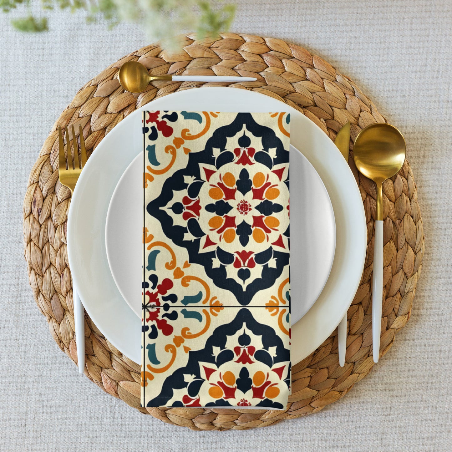 Cloth napkin set In Spanish Inspired Azulejos Pattern