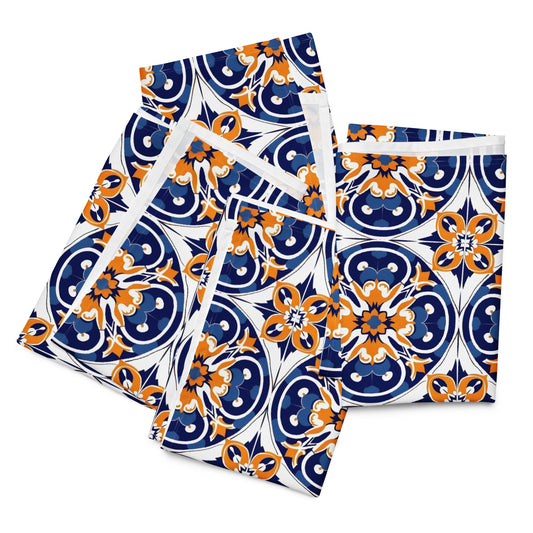 Cloth napkin set In Spanish Inspired Azulejos Pattern