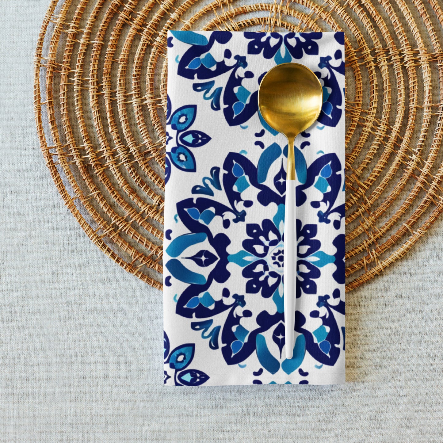 Cloth napkin set In Spanish Inspired Azulejos Pattern