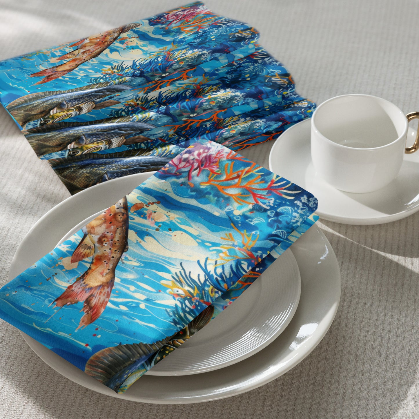 Cloth napkin set-Fishing