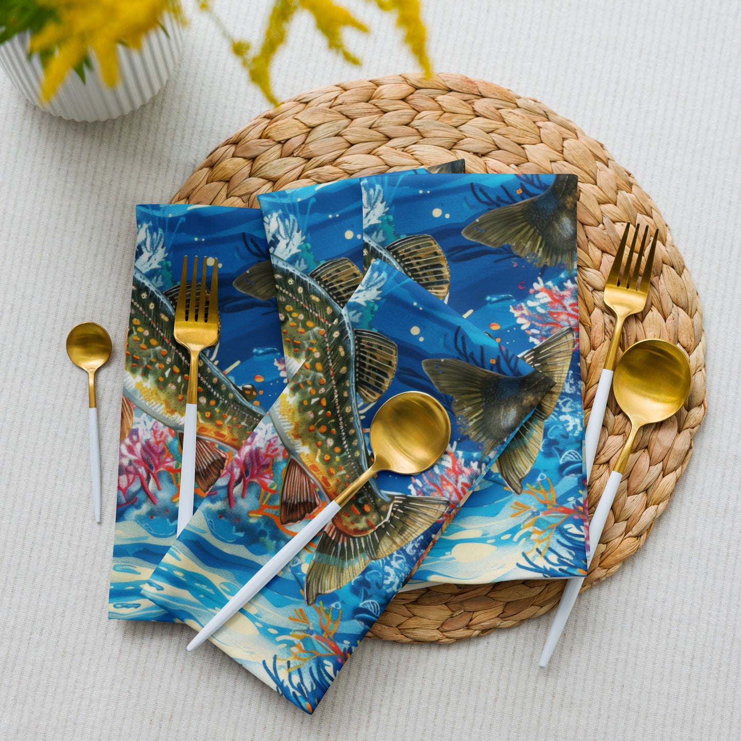 Cloth napkin set-Fishing