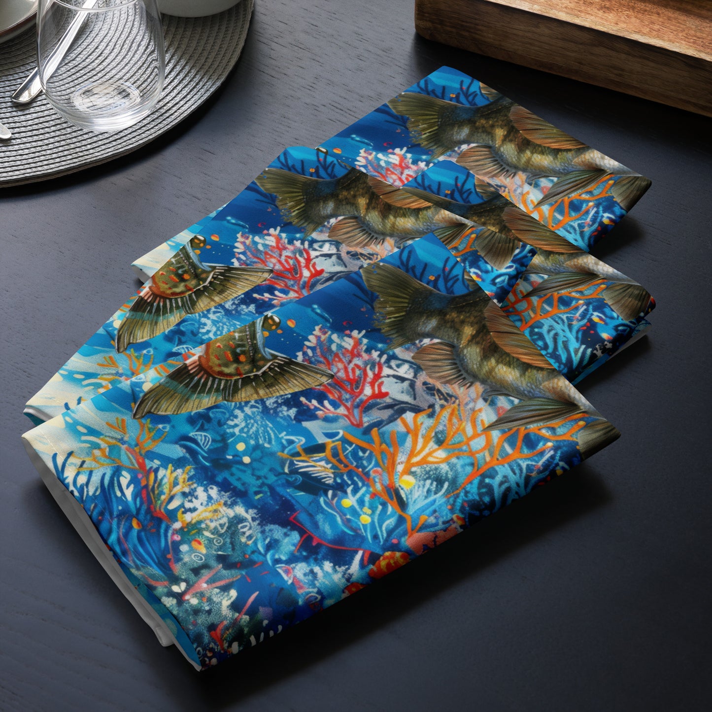 Cloth napkin set-Fishing