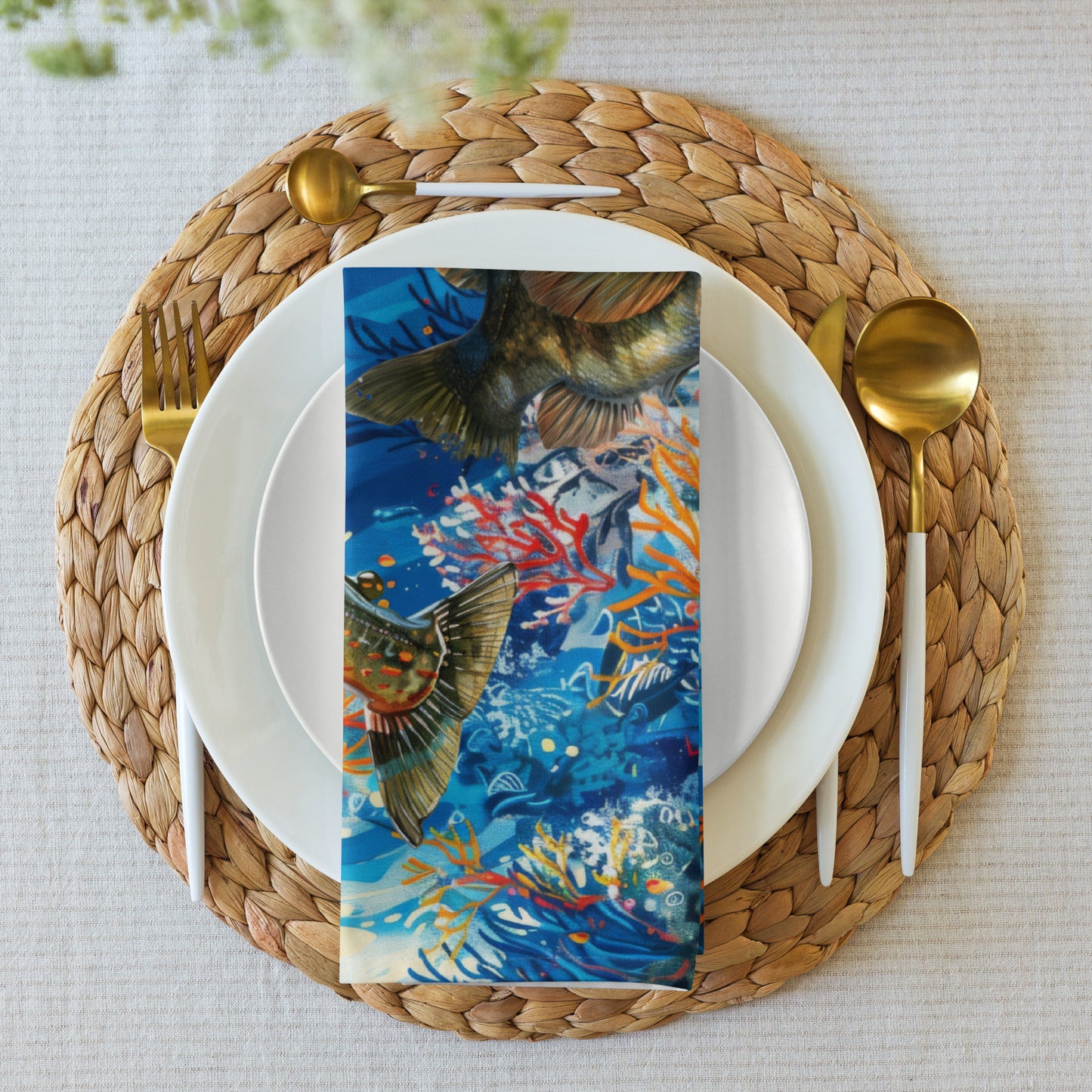 Cloth napkin set-Fishing