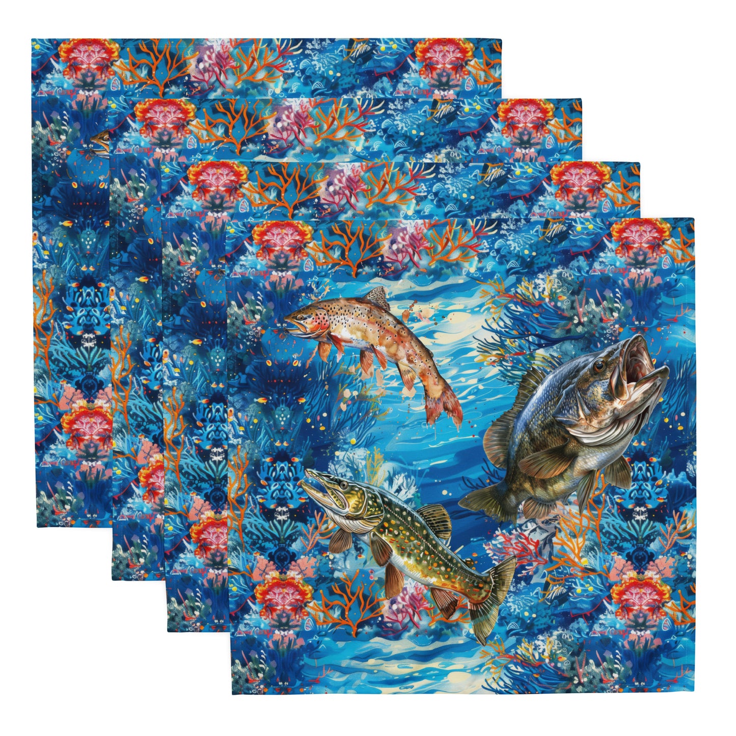 Cloth napkin set-Fishing