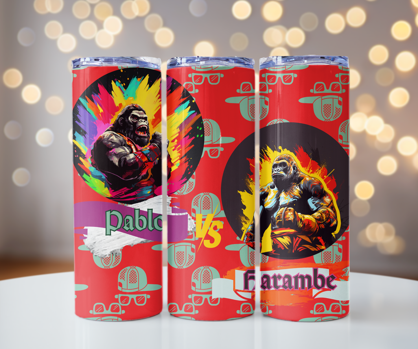 Harambe Vs Pablo-Skinny Matte Tumbler, 20oz