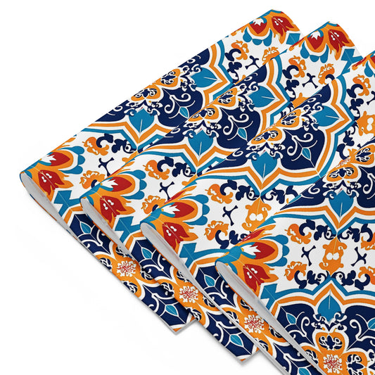 Placemat Set In Spanish Inspired Azulejos Pattern