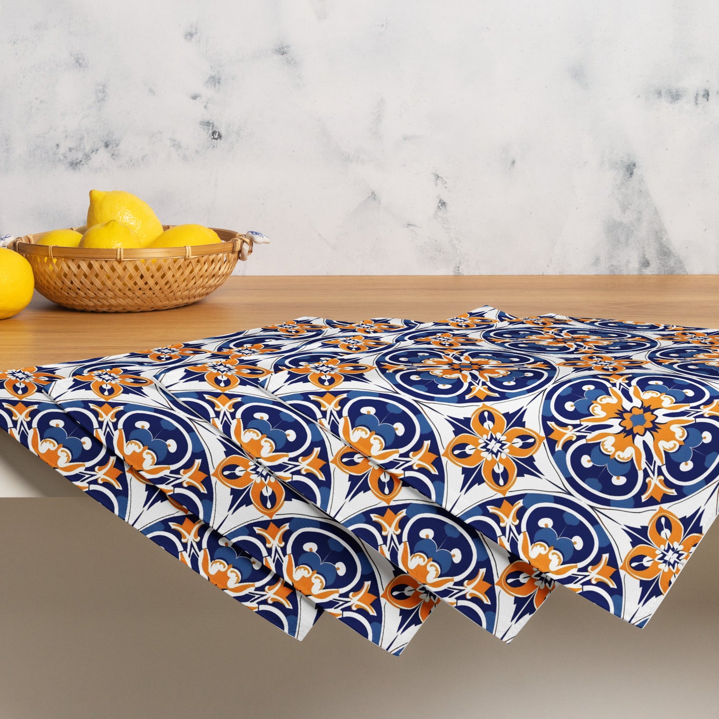 Placemat Set In Spanish Inspired Azulejos Pattern