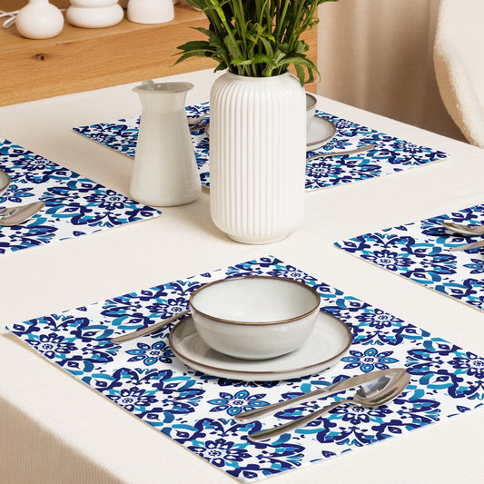 Placemat Set In Spanish Inspired Azulejos Pattern