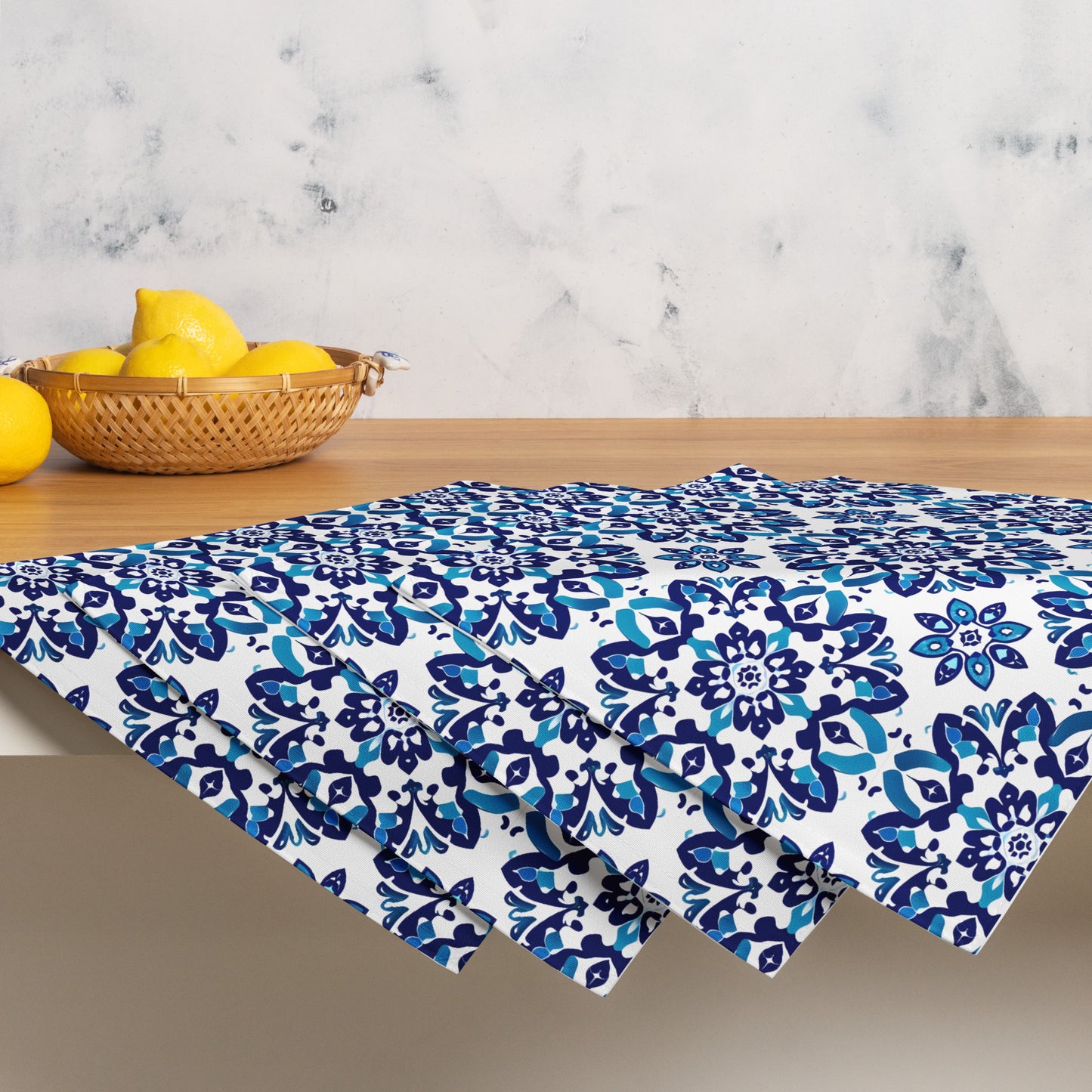 Placemat Set In Spanish Inspired Azulejos Pattern