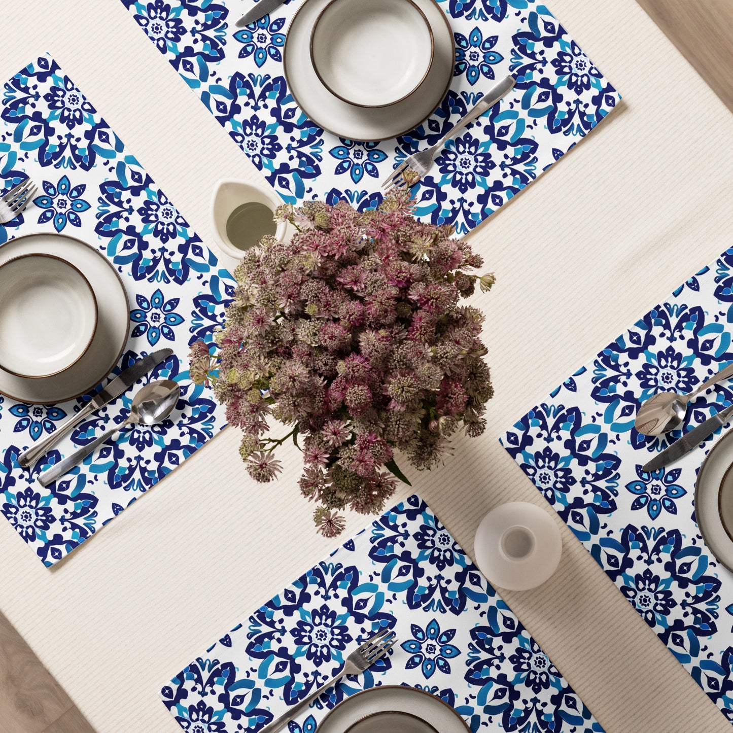 Placemat Set In Spanish Inspired Azulejos Pattern