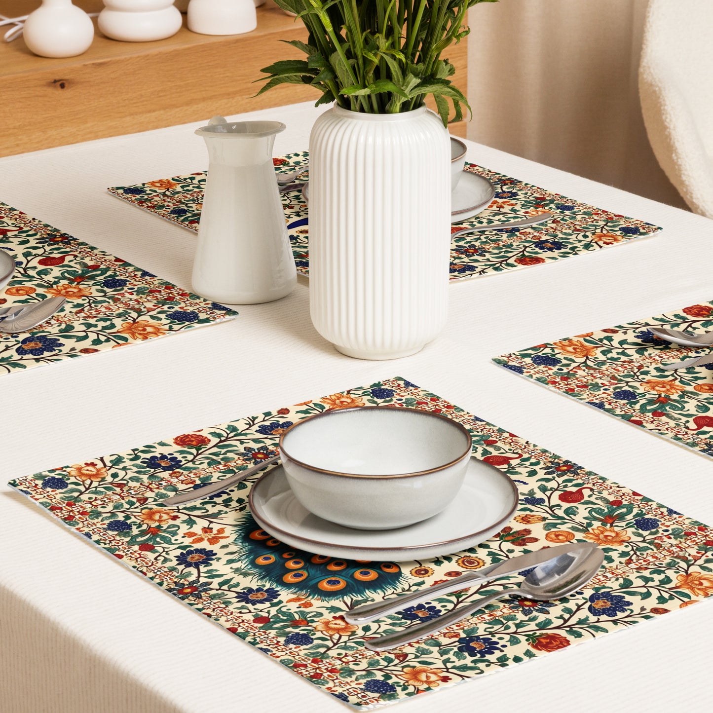 Placemat Set In Mughal Art Inspired Pattern