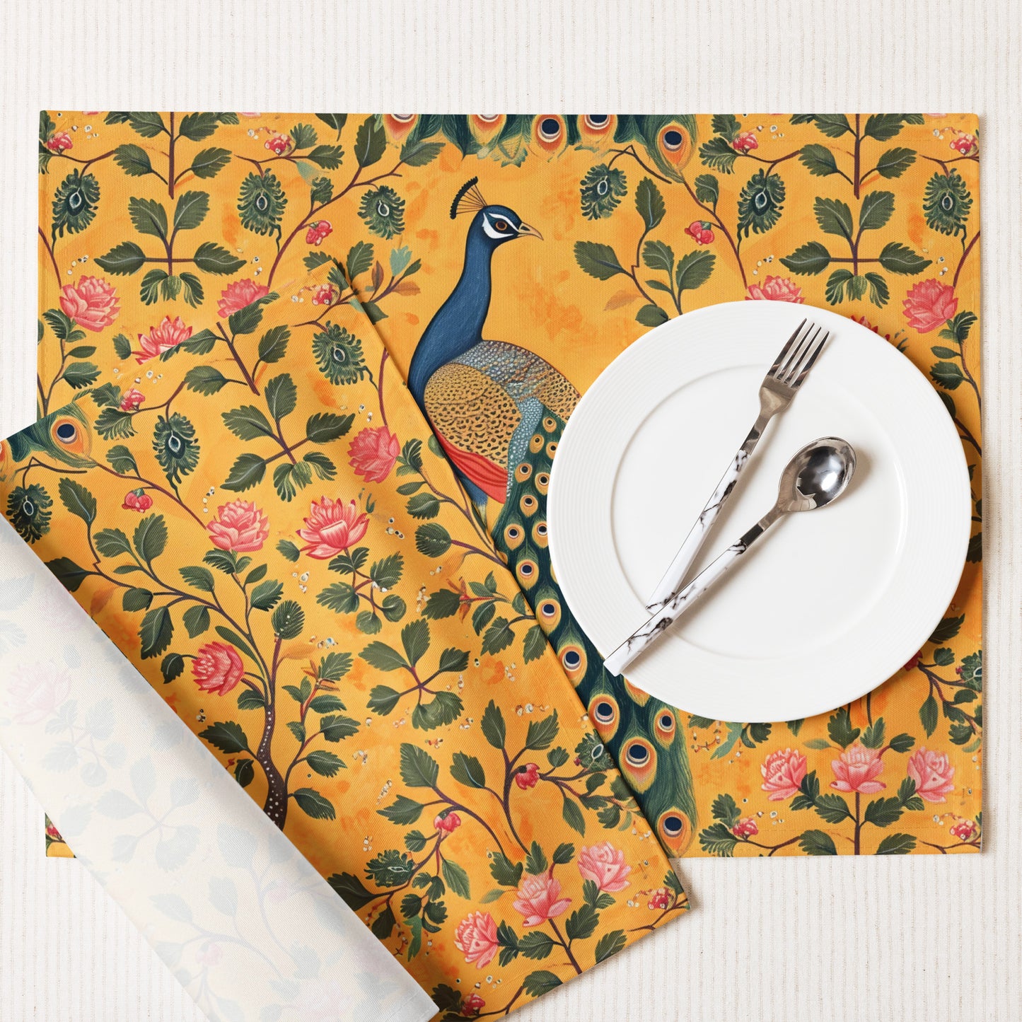 Placemat Set In Mughal Art Inspired Pattern