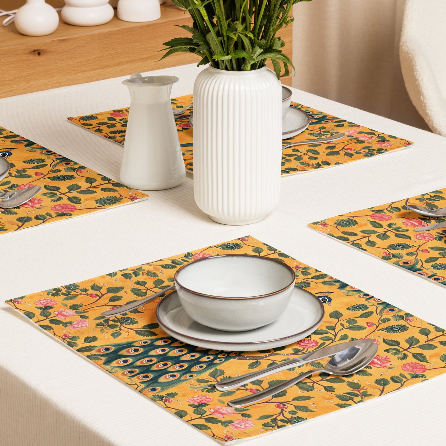 Placemat Set In Mughal Art Inspired Pattern