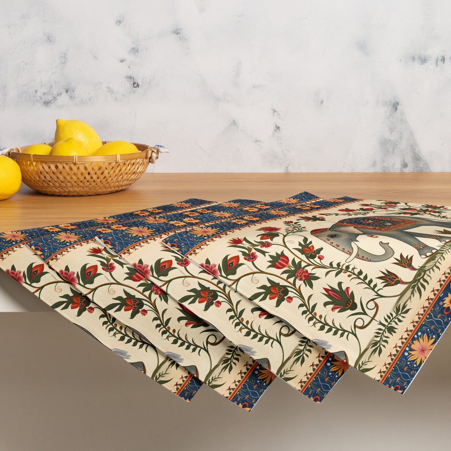 Placemat Set In Mughal Art Inspired Pattern