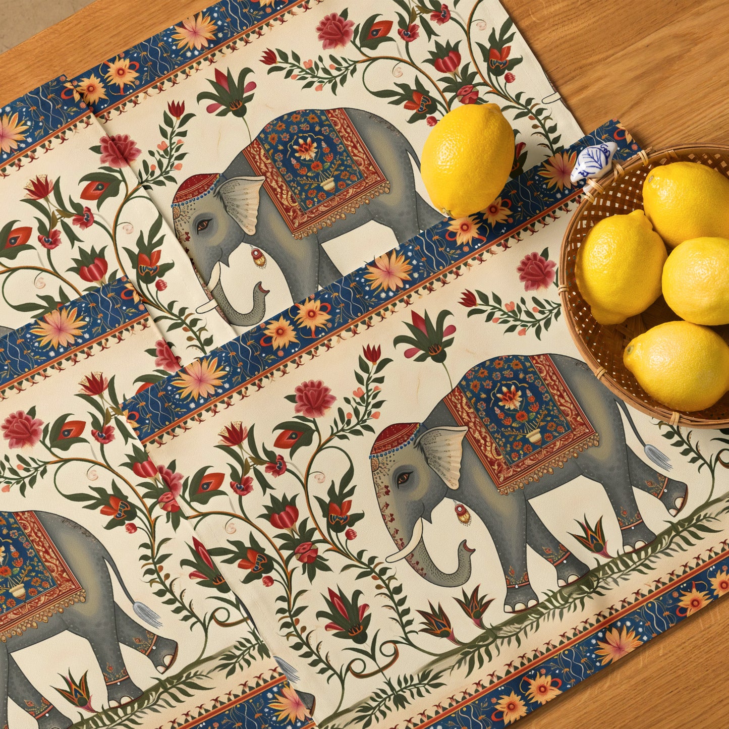 Placemat Set In Mughal Art Inspired Pattern