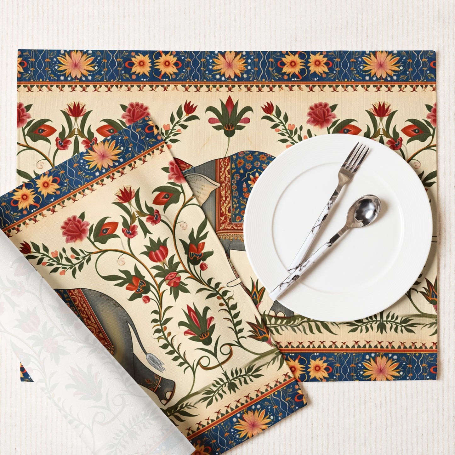 Placemat Set In Mughal Art Inspired Pattern