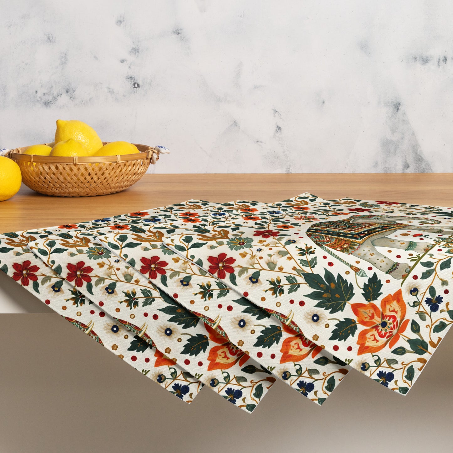 Placemat Set In Mughal Art Inspired Pattern