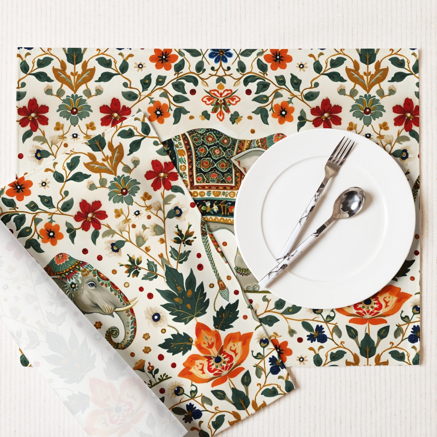 Placemat Set In Mughal Art Inspired Pattern