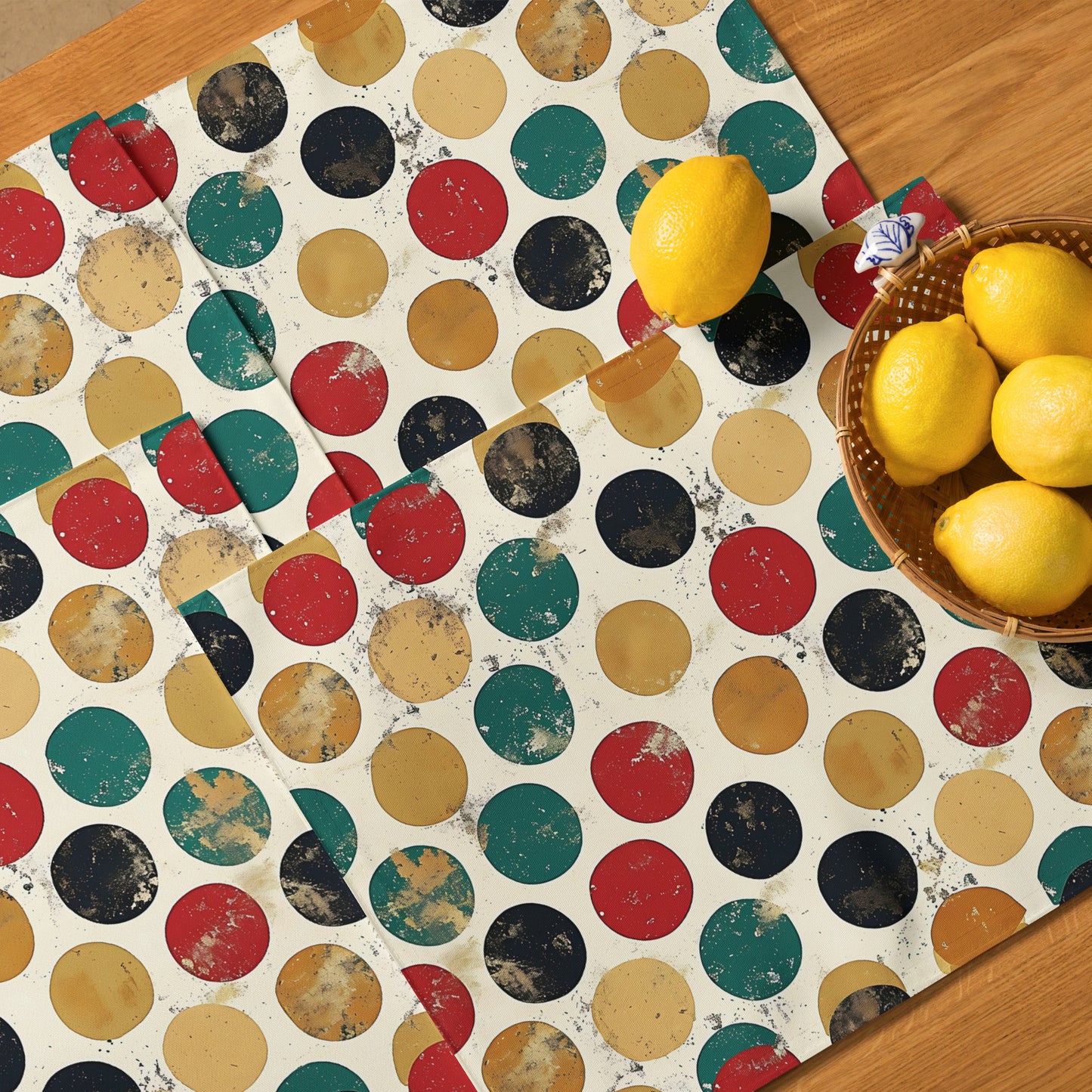 Placemat Set In In Polka Dots Pattern