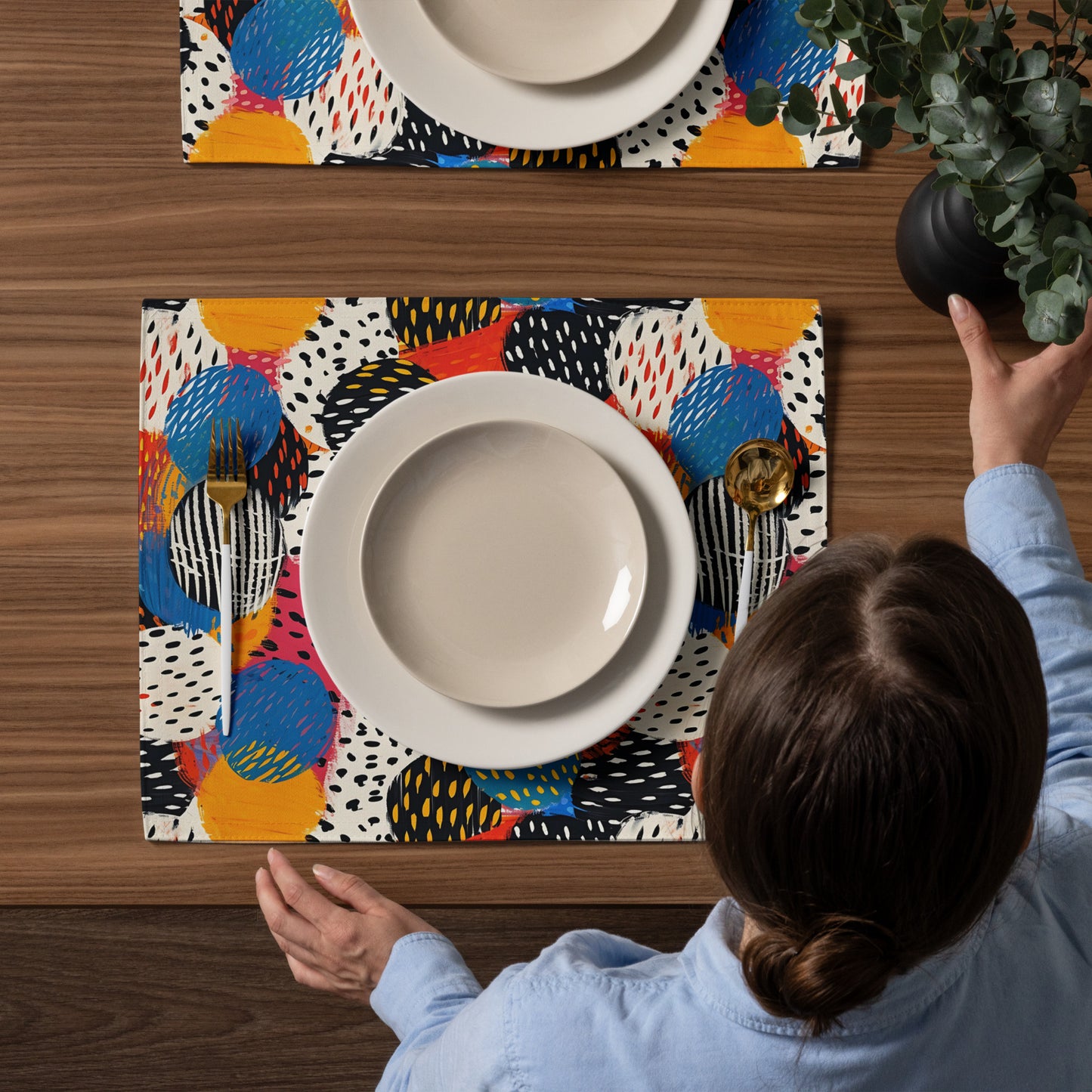 Placemat Set In In Retro Disc Pattern