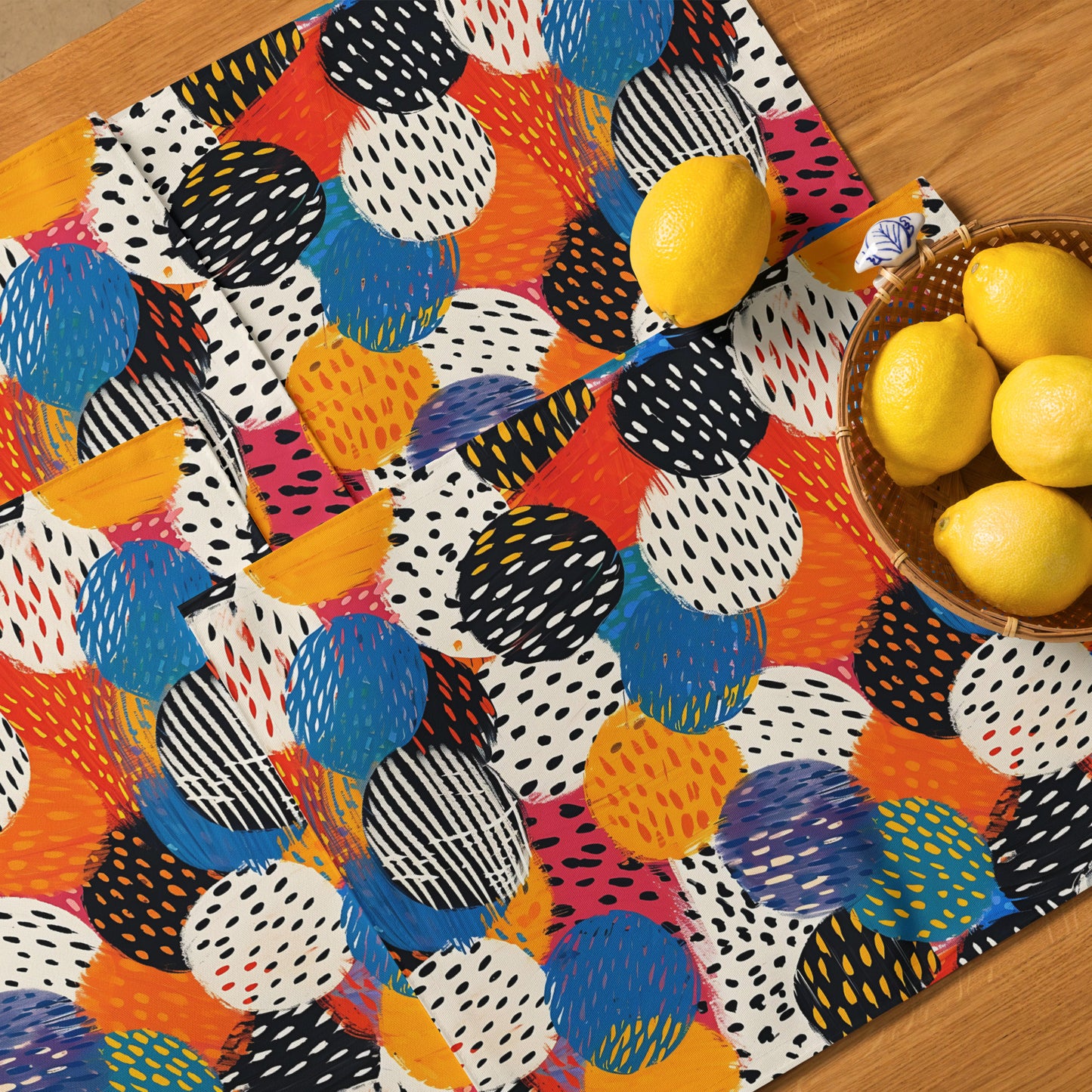 Placemat Set In In Retro Disc Pattern