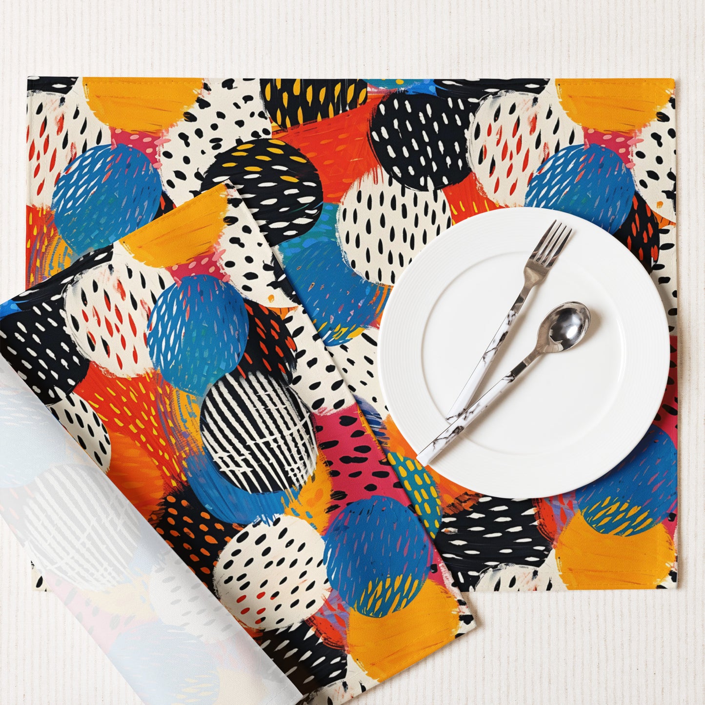 Placemat Set In In Retro Disc Pattern