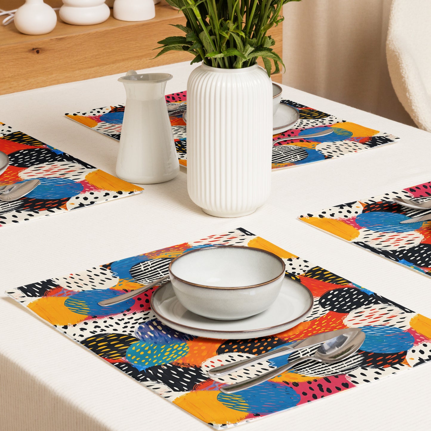 Placemat Set In In Retro Disc Pattern