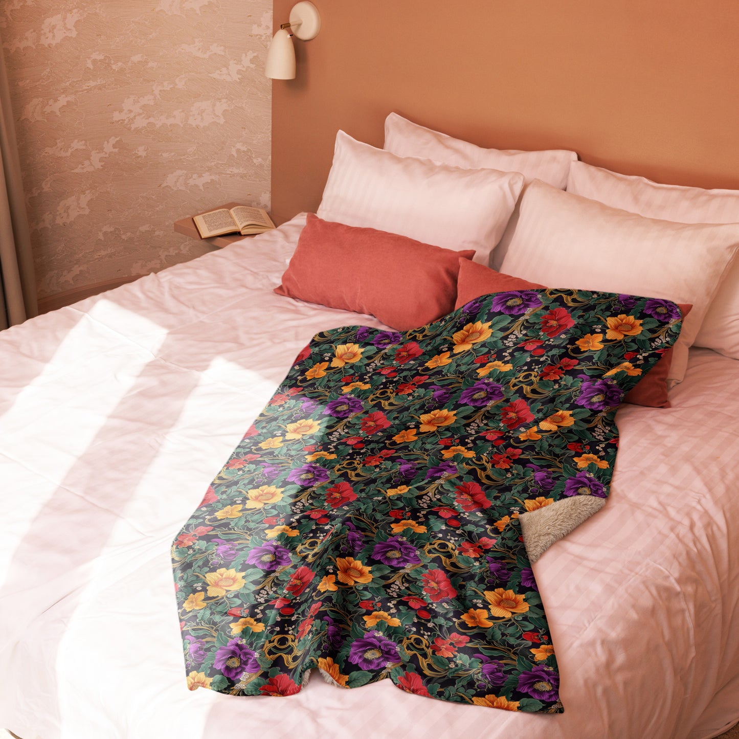 Sherpa blanket In Floral Pattern