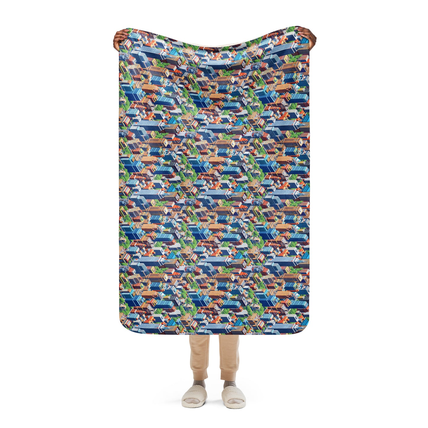 Sherpa blanket In Mini City Pattern-New York