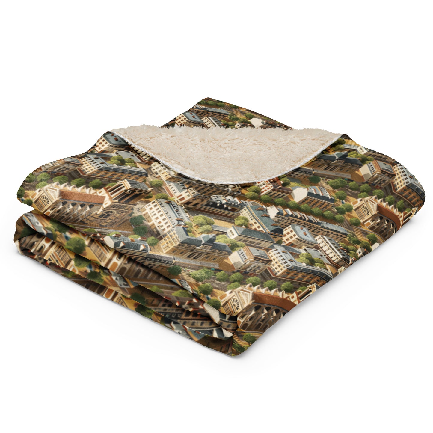 Sherpa blanket In Mini City Pattern-Paris