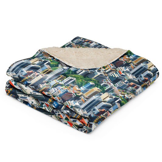 Sherpa blanket In Mini City Pattern-Hong Kong