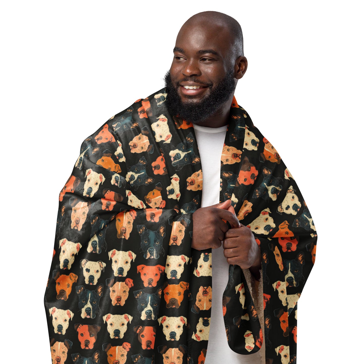 Sherpa blanket In Cute Pitbull Pattern