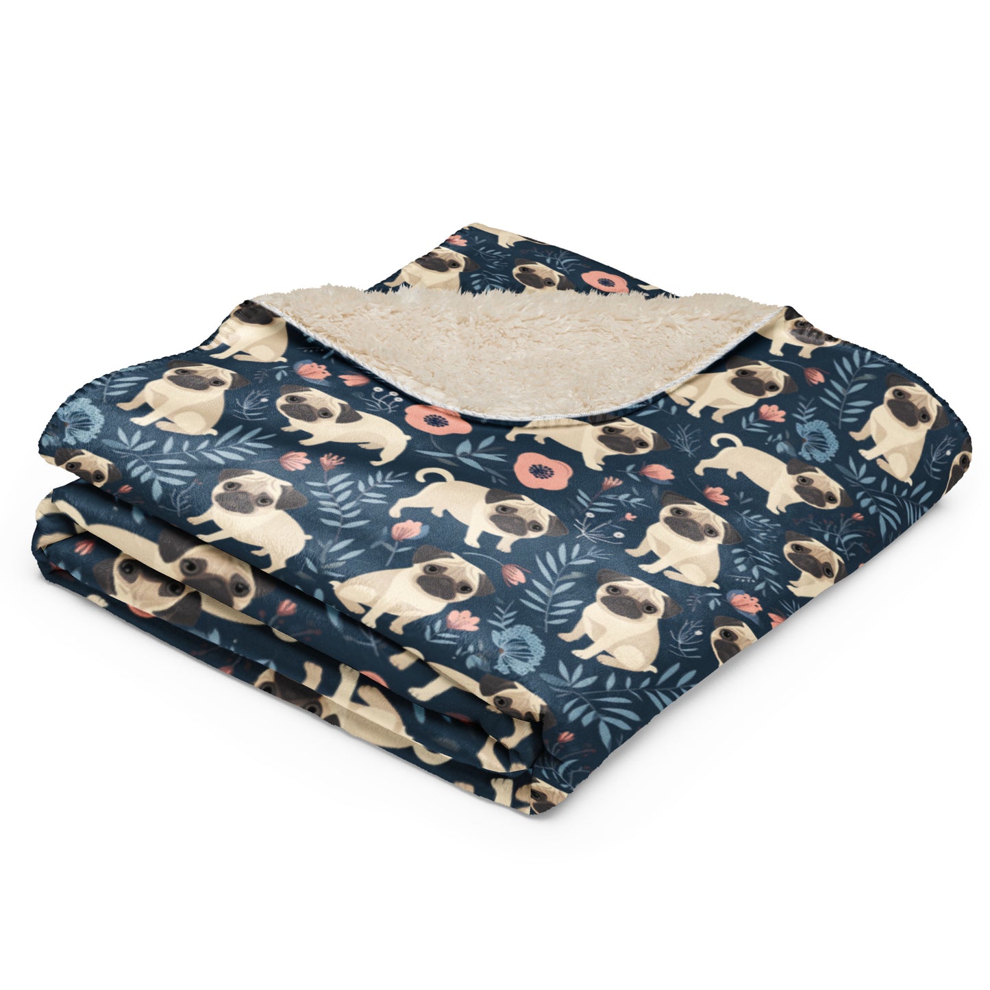 Sherpa blanket In Cute Pug Pattern