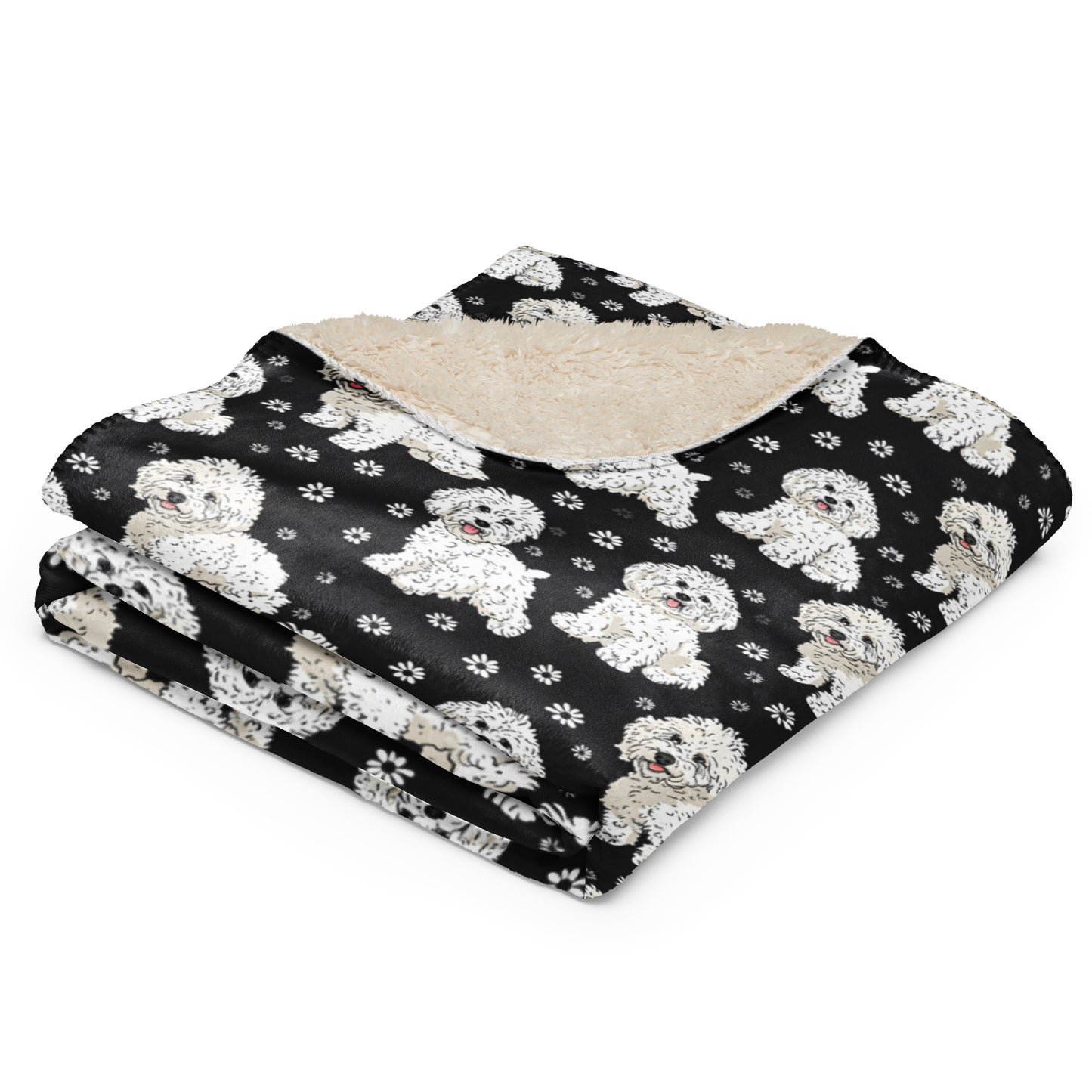 Sherpa blanket In Cute Poodle Pattern