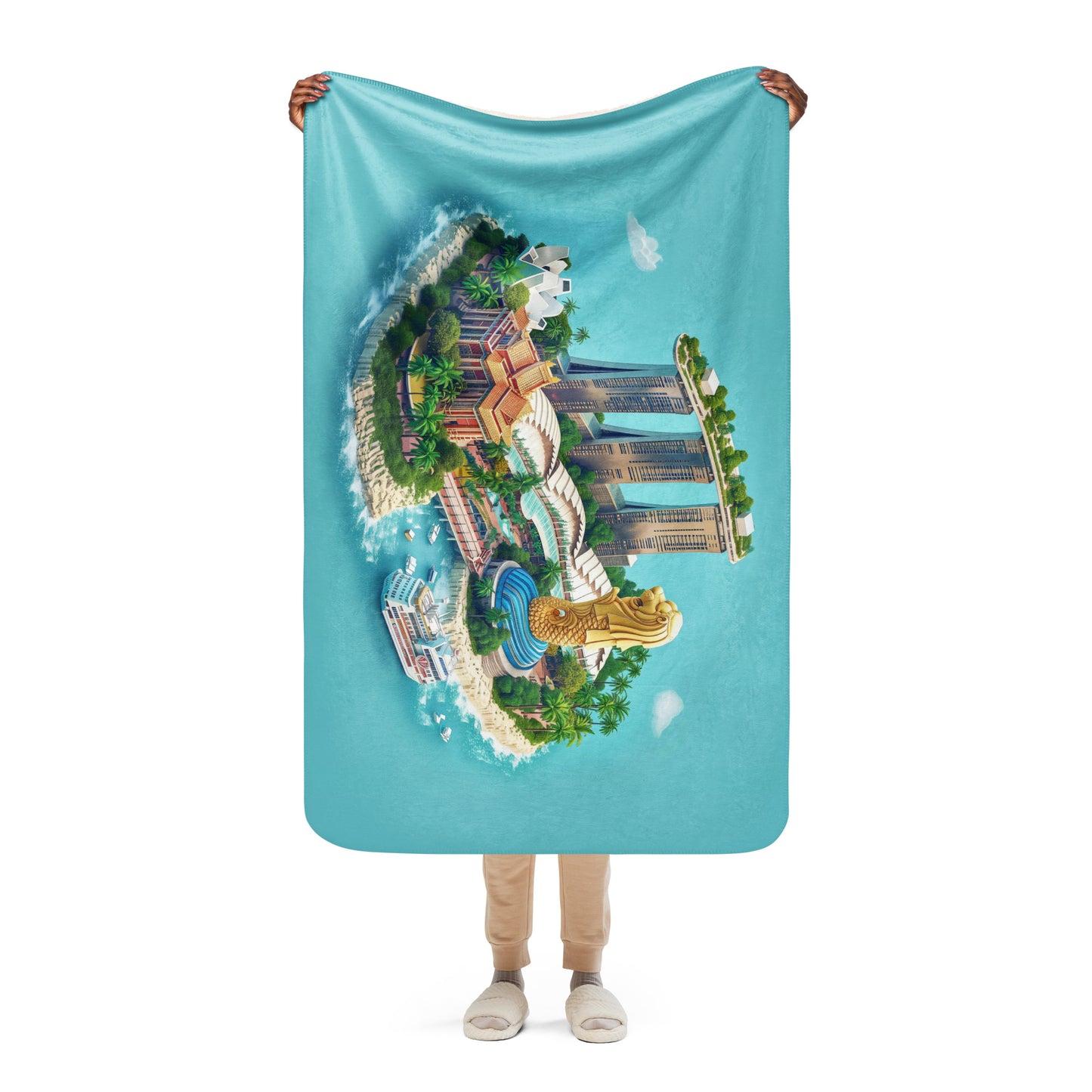 Sherpa blanket-Singapore mini city Island